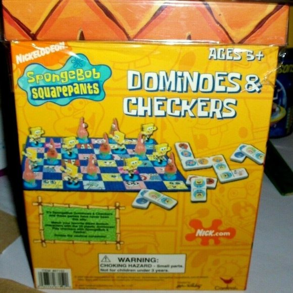 Nickelodeon Spongebob Squarepants Dominoes & Checkers Game Set in Lenticular Box - Picture 2 of 13